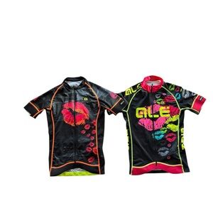 Ale Bike Wear Women's Neon Lips Cycling Jerseys Size XS Set of 2 -Made in Italy